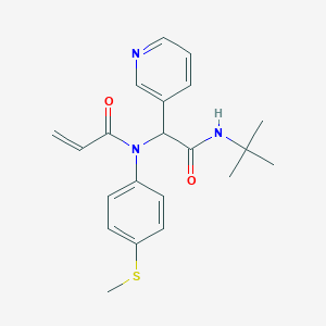 molecular formula C21H25N3O2S B13546972 N-[(tert-butylcarbamoyl)(pyridin-3-yl)methyl]-N-[4-(methylsulfanyl)phenyl]prop-2-enamide 