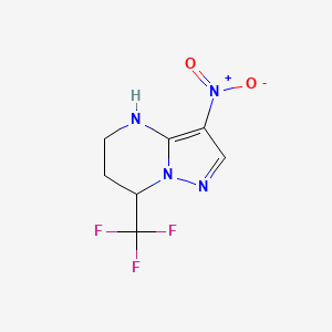 molecular formula C7H7F3N4O2 B13547070 3-nitro-7-(trifluoromethyl)-4H,5H,6H,7H-pyrazolo[1,5-a]pyrimidine 