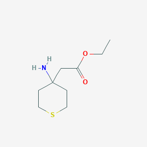 molecular formula C9H17NO2S B13547077 Ethyl 2-(4-aminothian-4-yl)acetate 