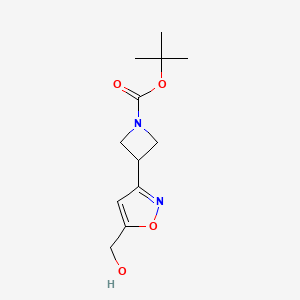 molecular formula C12H18N2O4 B13547355 Tert-butyl 3-[5-(hydroxymethyl)-1,2-oxazol-3-yl]azetidine-1-carboxylate 