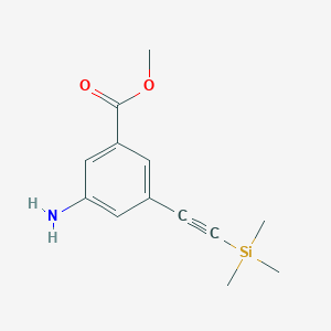 molecular formula C13H17NO2Si B13547467 Methyl 3-amino-5-((trimethylsilyl)ethynyl)benzoate 