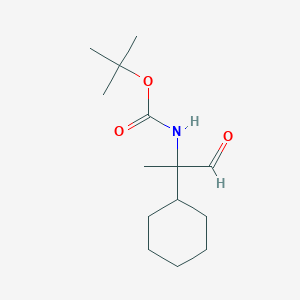 molecular formula C14H25NO3 B13547503 tert-butyl N-(2-cyclohexyl-1-oxopropan-2-yl)carbamate 