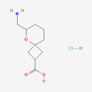 molecular formula C10H18ClNO3 B13547567 6-(Aminomethyl)-5-oxaspiro[3.5]nonane-2-carboxylicacidhydrochloride 