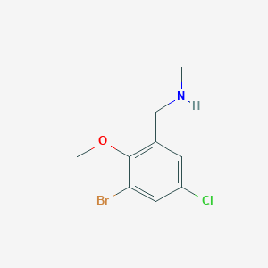 molecular formula C9H11BrClNO B13547579 1-(3-bromo-5-chloro-2-methoxyphenyl)-N-methylmethanamine 