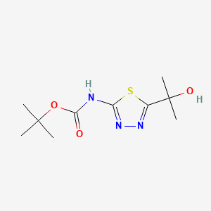 molecular formula C10H17N3O3S B13547592 tert-Butyl (5-(2-hydroxypropan-2-yl)-1,3,4-thiadiazol-2-yl)carbamate 