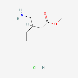 molecular formula C9H18ClNO2 B13547665 Methyl4-amino-3-cyclobutylbutanoatehydrochloride 