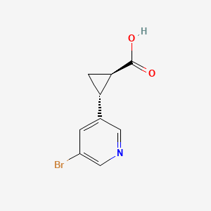 molecular formula C9H8BrNO2 B13547696 rac-(1R,2R)-2-(5-bromopyridin-3-yl)cyclopropane-1-carboxylic acid 