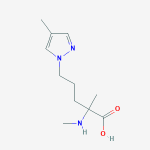 molecular formula C11H19N3O2 B13548068 2-Methyl-5-(4-methyl-1h-pyrazol-1-yl)-2-(methylamino)pentanoic acid 