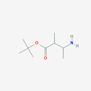 molecular formula C9H19NO2 B13548152 tert-Butyl 3-amino-2-methylbutanoate CAS No. 120686-20-6
