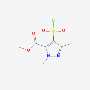 molecular formula C7H9ClN2O4S B13548220 methyl4-(chlorosulfonyl)-1,3-dimethyl-1H-pyrazole-5-carboxylate 