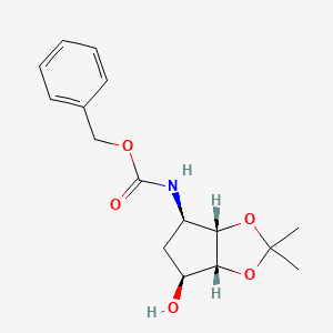 molecular formula C32H42N2O10 B1354831 Carbamic acid, N-[(3aS,4R,6S,6aR)-tetrahydro-6-hydroxy-2,2-dimethyl-4H-cyclopenta-1,3-dioxol-4-yl]-, phenylmethyl ester CAS No. 274693-53-7