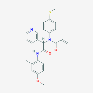 molecular formula C25H25N3O3S B13548428 N-{[(4-methoxy-2-methylphenyl)carbamoyl](pyridin-3-yl)methyl}-N-[4-(methylsulfanyl)phenyl]prop-2-enamide 