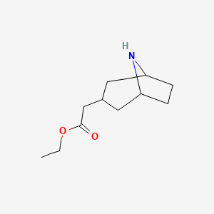 molecular formula C11H19NO2 B13548475 Ethyl 2-(8-azabicyclo[3.2.1]octan-3-yl)acetate 