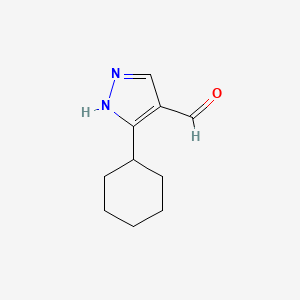 molecular formula C10H14N2O B1354848 3-cyclohexyl-1H-pyrazole-4-carbaldehyde CAS No. 874908-43-7