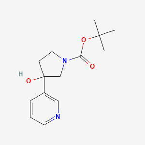 molecular formula C14H20N2O3 B13548570 Tert-butyl 3-hydroxy-3-(pyridin-3-yl)pyrrolidine-1-carboxylate 