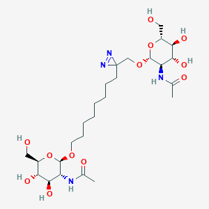 molecular formula C26H46N4O12 B135486 1,10-Di-O-(2-acetamido-2-deoxyglucopyranosyl)-2-azi-1,10-decanediol CAS No. 146294-05-5