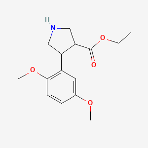 molecular formula C15H21NO4 B13548608 Ethyl 4-(2,5-dimethoxyphenyl)pyrrolidine-3-carboxylate 