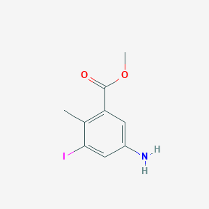 molecular formula C9H10INO2 B13549006 Methyl 5-amino-3-iodo-2-methylbenzoate 