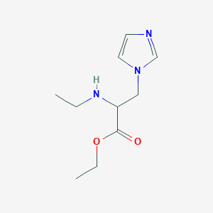 molecular formula C10H17N3O2 B13549222 Ethyl 2-(ethylamino)-3-(1h-imidazol-1-yl)propanoate 