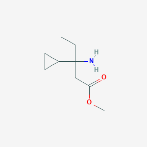 molecular formula C9H17NO2 B13549255 Methyl 3-amino-3-cyclopropylpentanoate 