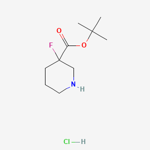molecular formula C10H19ClFNO2 B13549283 Tert-butyl3-fluoropiperidine-3-carboxylatehydrochloride 