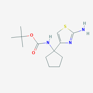 molecular formula C13H21N3O2S B13549398 Tert-butyl (1-(2-aminothiazol-4-yl)cyclopentyl)carbamate 