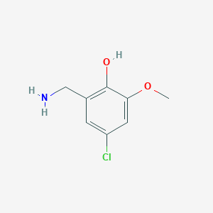 molecular formula C8H10ClNO2 B13549589 2-(Aminomethyl)-4-chloro-6-methoxyphenol 
