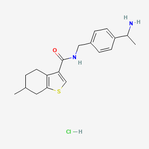 molecular formula C19H25ClN2OS B13549605 N-{[4-(1-aminoethyl)phenyl]methyl}-6-methyl-4,5,6,7-tetrahydro-1-benzothiophene-3-carboxamide hydrochloride 