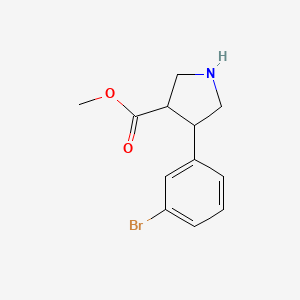 molecular formula C12H14BrNO2 B13549691 Methyl 4-(3-bromophenyl)pyrrolidine-3-carboxylate 