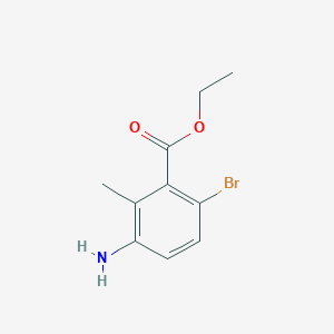 molecular formula C10H12BrNO2 B13549709 Ethyl 3-amino-6-bromo-2-methylbenzoate 