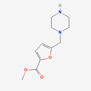 molecular formula C11H16N2O3 B13549787 Methyl 5-(piperazin-1-ylmethyl)furan-2-carboxylate 