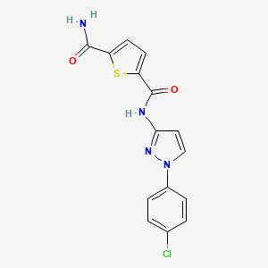 molecular formula C15H11ClN4O2S B13549883 N2-[1-(4-chlorophenyl)-1H-pyrazol-3-yl]thiophene-2,5-dicarboxamide 