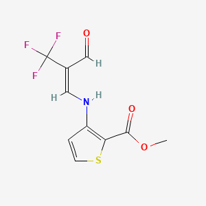 molecular formula C10H8F3NO3S B13549907 methyl 3-{[(1E)-3-oxo-2-(trifluoromethyl)prop-1-en-1-yl]amino}thiophene-2-carboxylate 