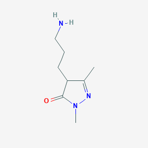 molecular formula C8H15N3O B13549919 4-(3-Aminopropyl)-2,5-dimethyl-2,4-dihydro-3h-pyrazol-3-one 