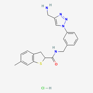 molecular formula C20H22ClN5OS B13549960 N-[[3-[4-(aminomethyl)triazol-1-yl]phenyl]methyl]-6-methyl-2,3-dihydro-1-benzothiophene-2-carboxamide;hydrochloride 