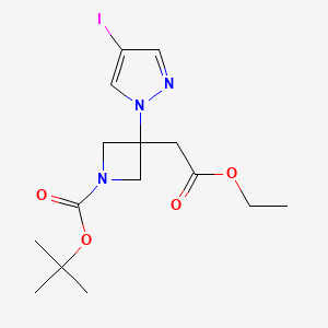 molecular formula C15H22IN3O4 B13550002 tert-butyl3-(2-ethoxy-2-oxoethyl)-3-(4-iodo-1H-pyrazol-1-yl)azetidine-1-carboxylate 