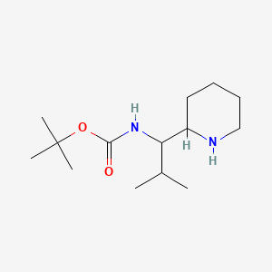 molecular formula C14H28N2O2 B13550017 tert-butyl N-[2-methyl-1-(piperidin-2-yl)propyl]carbamate 