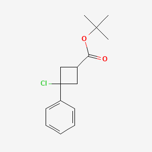 molecular formula C15H19ClO2 B13550030 Tert-butyl3-chloro-3-phenylcyclobutane-1-carboxylate 