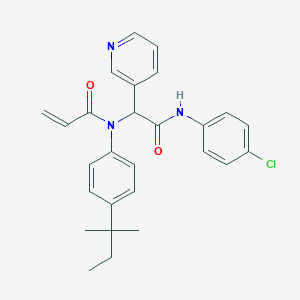 molecular formula C27H28ClN3O2 B13550038 N-(2-((4-Chlorophenyl)amino)-2-oxo-1-(pyridin-3-yl)ethyl)-N-(4-(tert-pentyl)phenyl)acrylamide 