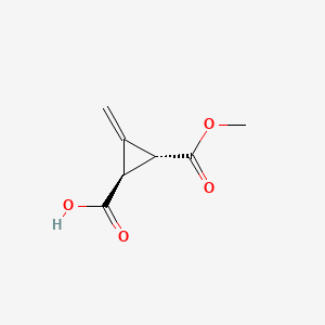 molecular formula C7H8O4 B13550051 rac-(1R,2R)-2-(methoxycarbonyl)-3-methylidenecyclopropane-1-carboxylicacid,trans 