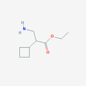 molecular formula C9H17NO2 B13550080 Ethyl 3-amino-2-cyclobutylpropanoate 