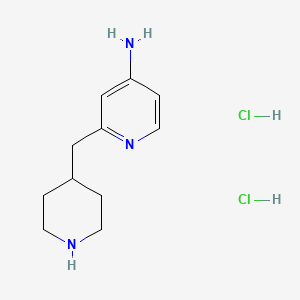 molecular formula C11H19Cl2N3 B13550268 2-[(Piperidin-4-yl)methyl]pyridin-4-aminedihydrochloride 