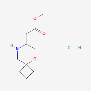 molecular formula C10H18ClNO3 B13550555 Methyl 2-{5-oxa-8-azaspiro[3.5]nonan-7-yl}acetate hydrochloride 