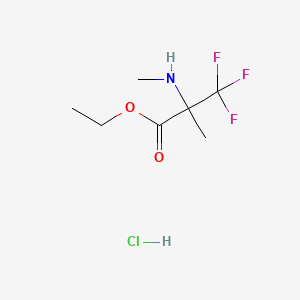 molecular formula C7H13ClF3NO2 B13550589 Ethyl3,3,3-trifluoro-2-methyl-2-(methylamino)propanoatehydrochloride 