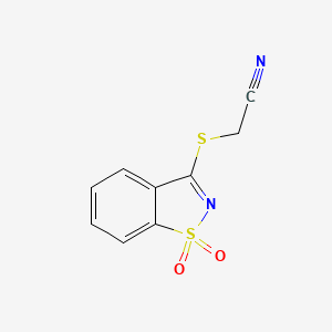 molecular formula C9H6N2O2S2 B1355065 2-((1,1-Dioxidobenzo[d]isothiazol-3-yl)thio)acetonitrile CAS No. 80357-08-0
