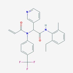 molecular formula C26H24F3N3O2 B13550655 N-[2-(2-ethyl-6-methylanilino)-2-oxo-1-pyridin-3-ylethyl]-N-[4-(trifluoromethyl)phenyl]prop-2-enamide 