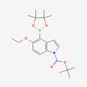 molecular formula C21H30BNO5 B13550669 tert-butyl 5-ethoxy-4-(4,4,5,5-tetramethyl-1,3,2-dioxaborolan-2-yl)-1H-indole-1-carboxylate 