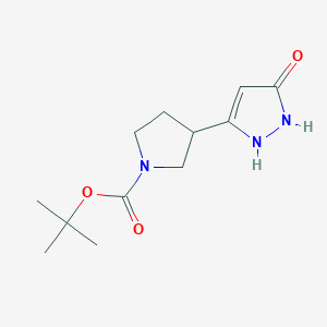 molecular formula C12H19N3O3 B13550735 tert-butyl 3-(5-hydroxy-1H-pyrazol-3-yl)pyrrolidine-1-carboxylate 