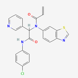 molecular formula C23H17ClN4O2S B13550803 N-(1,3-benzothiazol-6-yl)-N-{[(4-chlorophenyl)carbamoyl](pyridin-3-yl)methyl}prop-2-enamide 