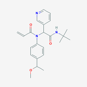 molecular formula C23H29N3O3 B13551006 N-[(tert-butylcarbamoyl)(pyridin-3-yl)methyl]-N-[4-(1-methoxyethyl)phenyl]prop-2-enamide 